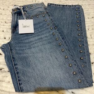 Pistols Lexi Studded Straight Jeans in Satellite Color NWT $198 size 24